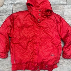 Vintage 1980s Bogner Women's Goose Down Ski Jacket Size 8 Red Made in USA.